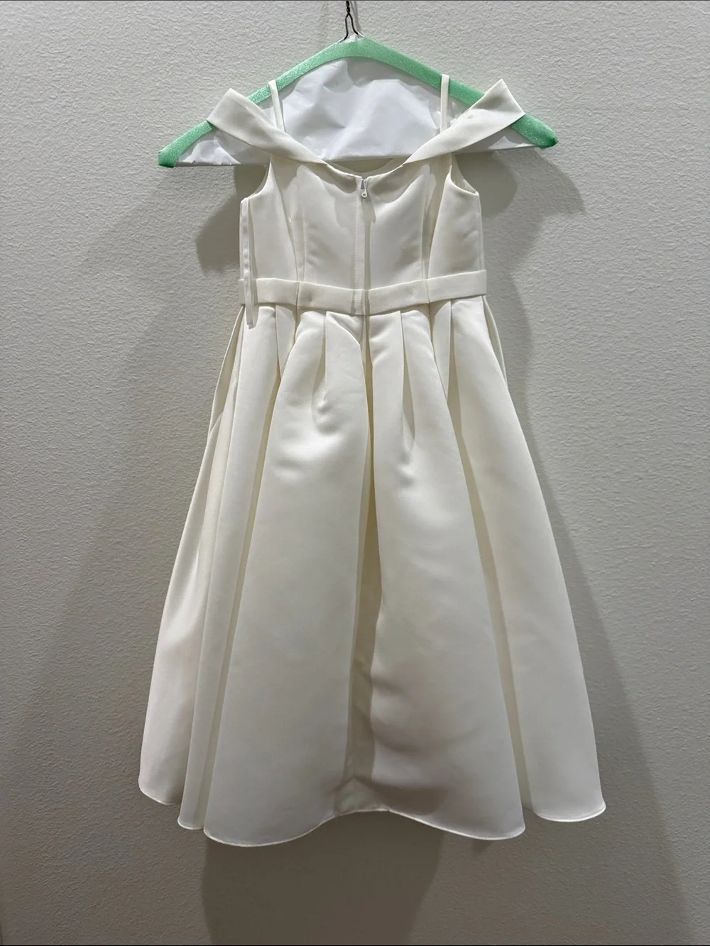 Ivory Satin Girls' Formal Dress with Collar